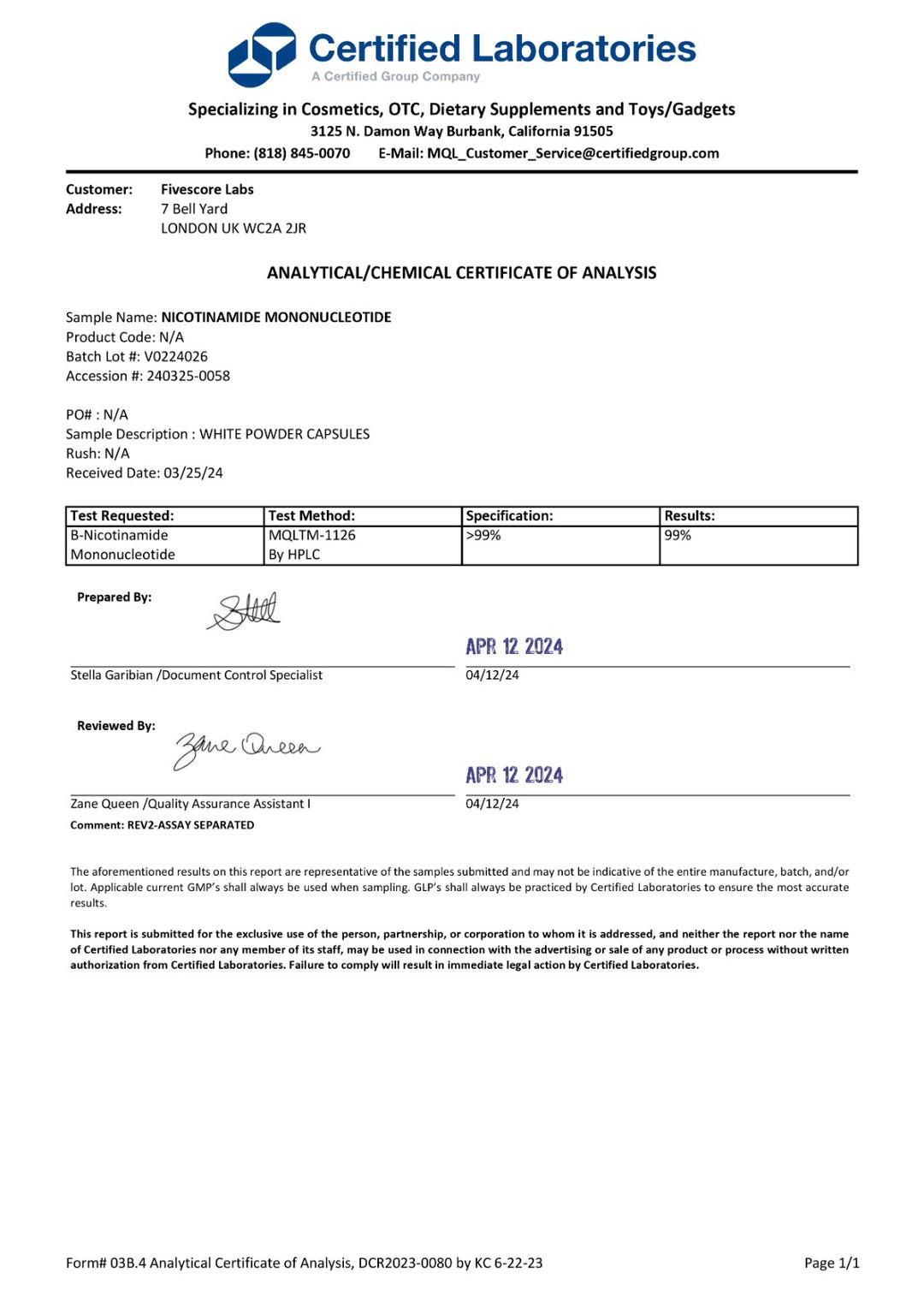 Ultra High Purity β-NMN (Nicotinamide Mononucleotide)