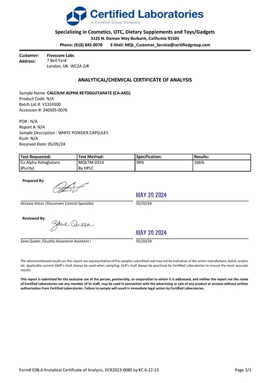 Ultra High Purity Ca-AKG (Calcium alpha-ketoglutarate)