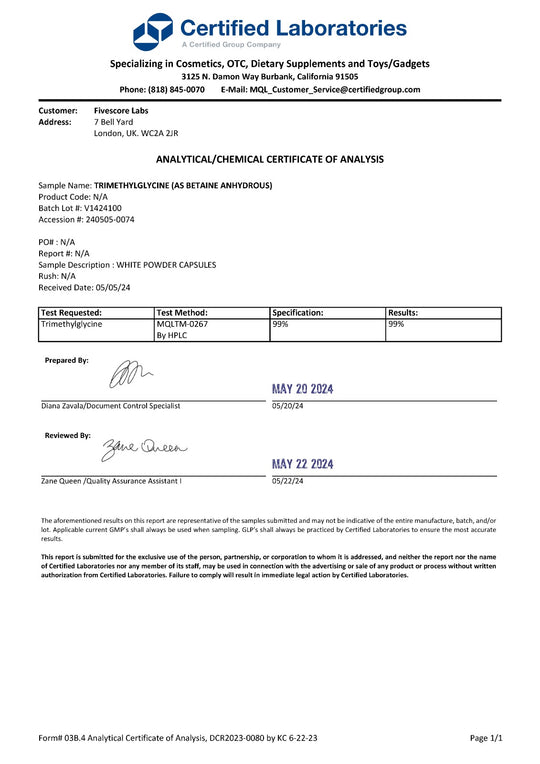 Ultra High Purity TMG (Trimethylglycine)