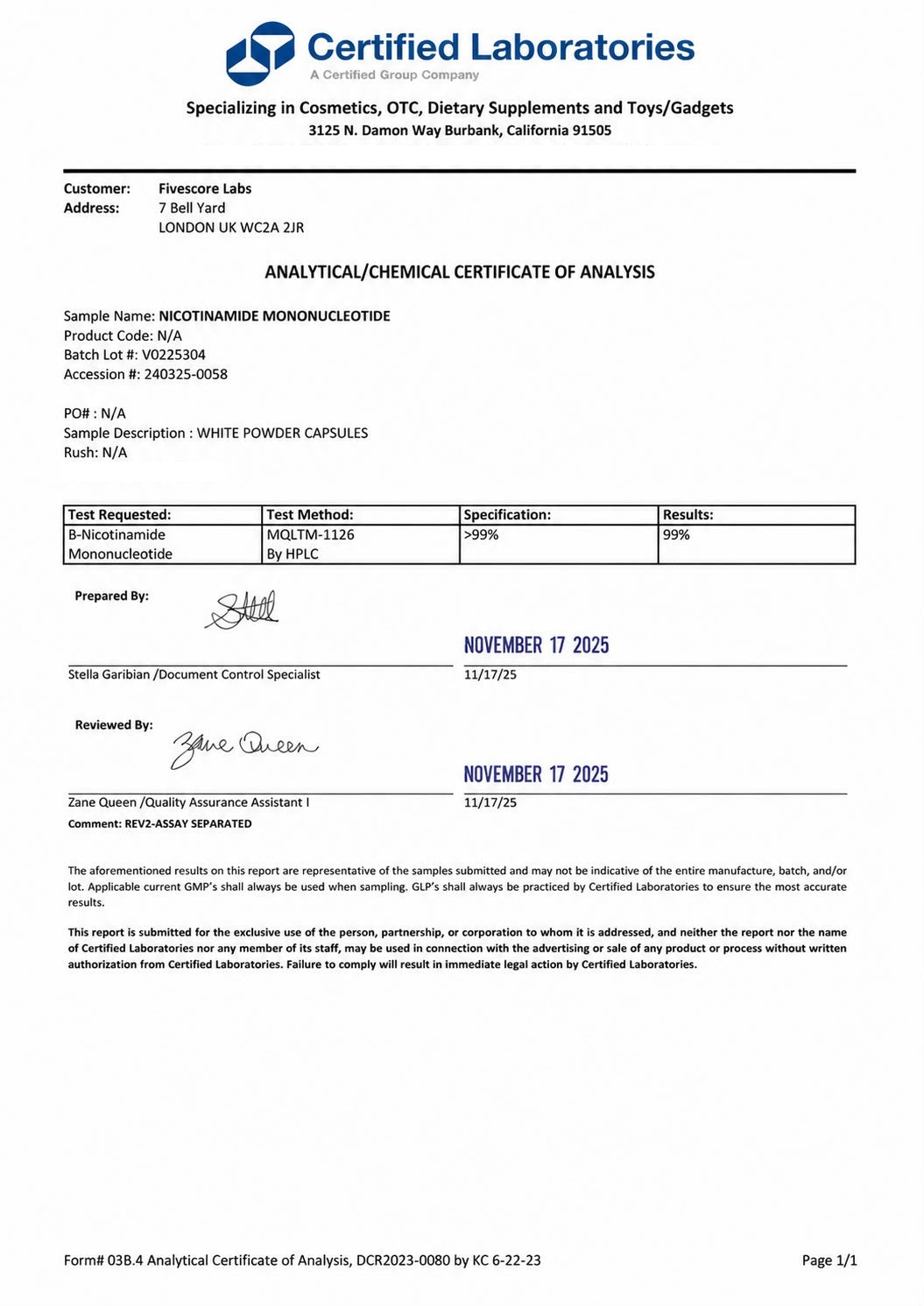 Ultra High Purity β-NMN (Nicotinamide Mononucleotide)