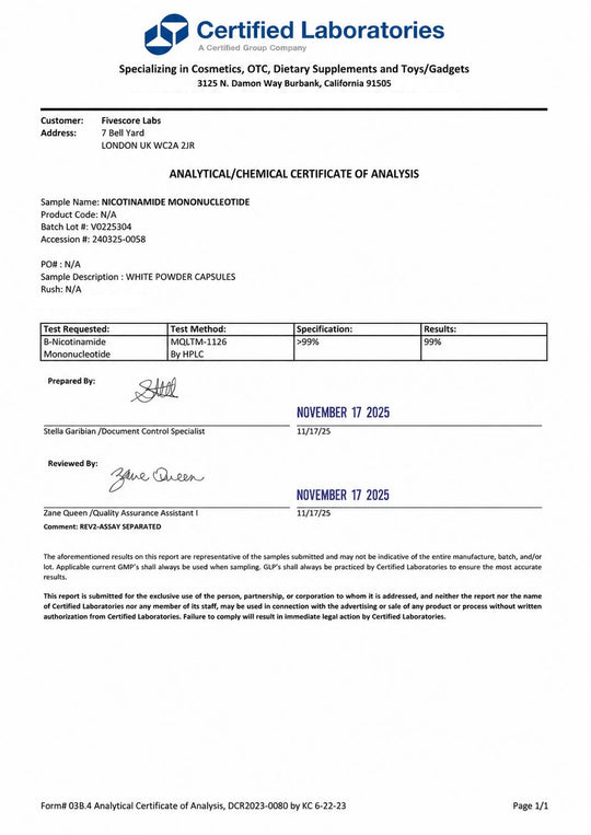 Ultra High Purity β-NMN (Nicotinamide Mononucleotide)